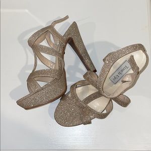 Platform Gold Glitter Heels